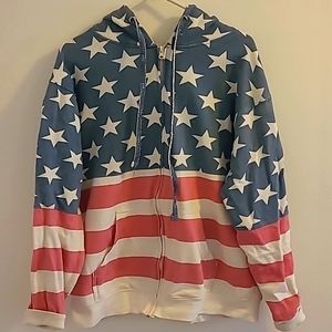American patriot zipper hooded sweat jacket